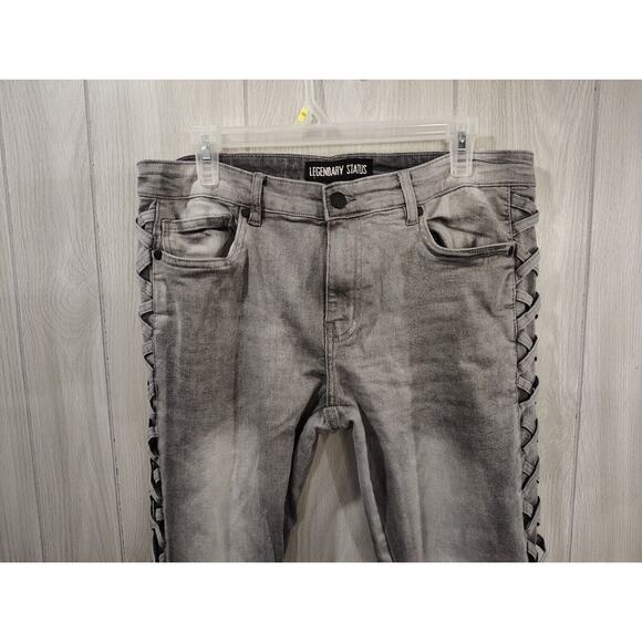 Legendary Status Women's Denim Jeans Size 20 Charcoal Boot cut Zig Zag Sides - Picture 4 of 12